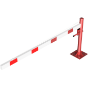 Swing barrier | with pull rope reinforcement | to be fixed by plugs, hot-dip galvanized and red coated with white reflecting rings | Barrier arm length: 2500 mm | with triangular lock